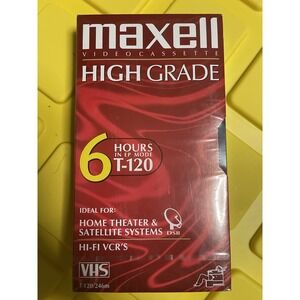 1 Maxell Blank VHS Tape High Grade T120‎ New Factory Sealed BinA